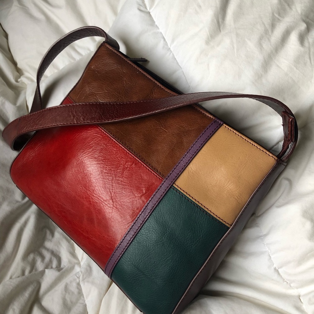 Colorful Patchwork Leather Shoulder Bag